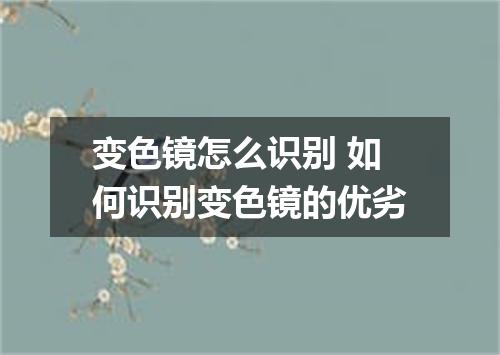变色镜怎么识别 如何识别变色镜的优劣