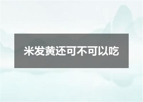 米发黄还可不可以吃