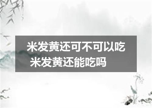 米发黄还可不可以吃 米发黄还能吃吗