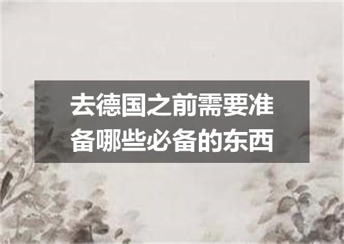 去德国之前需要准备哪些必备的东西