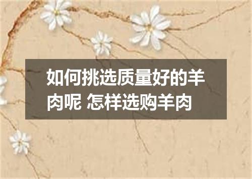 如何挑选质量好的羊肉呢 怎样选购羊肉