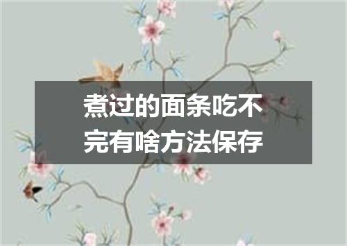 煮过的面条吃不完有啥方法保存