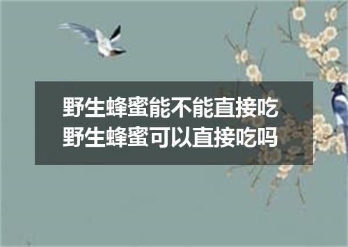 野生蜂蜜能不能直接吃 野生蜂蜜可以直接吃吗