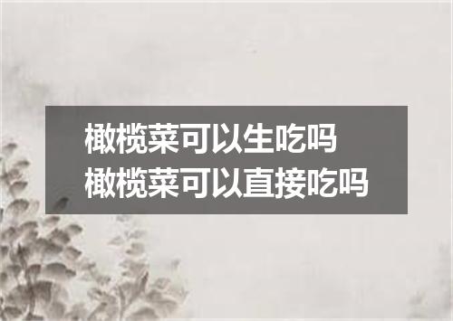 橄榄菜可以生吃吗 橄榄菜可以直接吃吗