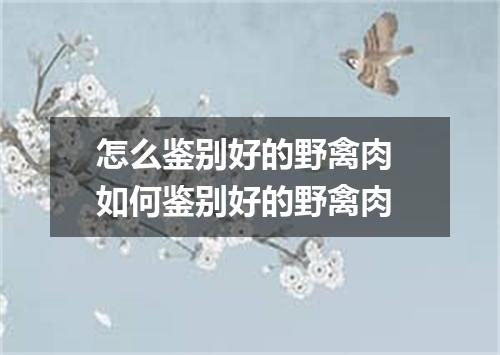 怎么鉴别好的野禽肉 如何鉴别好的野禽肉