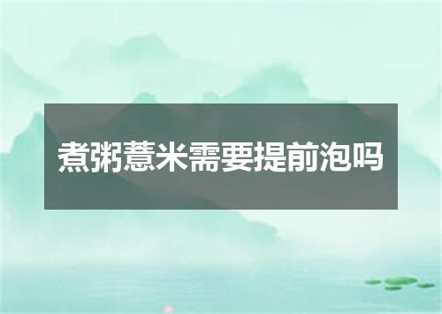 煮粥薏米需要提前泡吗