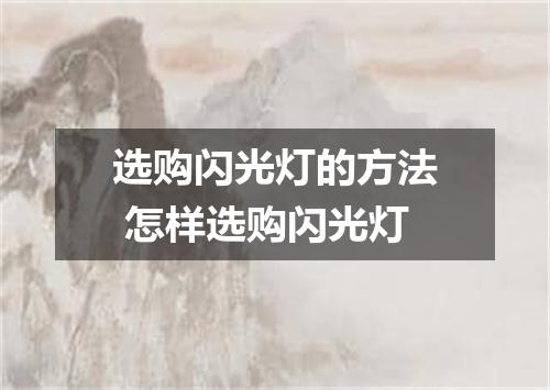 选购闪光灯的方法 怎样选购闪光灯