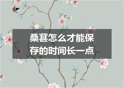 桑葚怎么才能保存的时间长一点