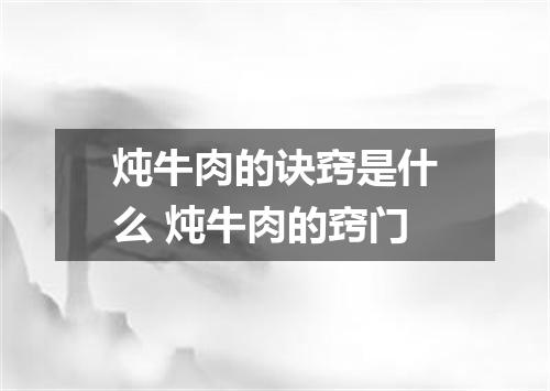 炖牛肉的诀窍是什么 炖牛肉的窍门