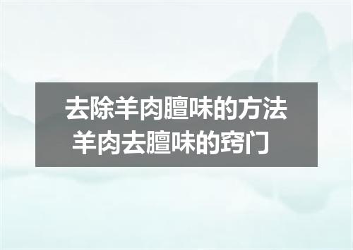 去除羊肉膻味的方法 羊肉去膻味的窍门