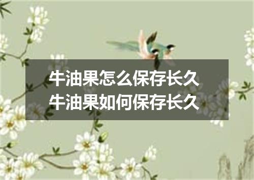 牛油果怎么保存长久 牛油果如何保存长久