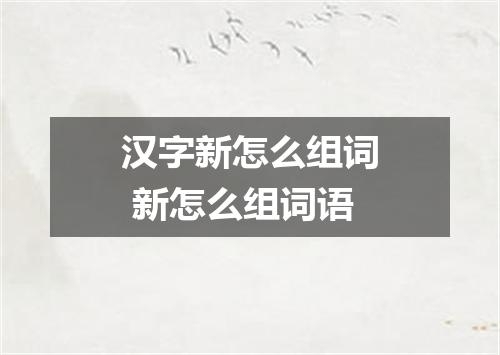 汉字新怎么组词 新怎么组词语