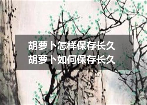 胡萝卜怎样保存长久 胡萝卜如何保存长久