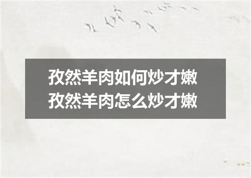 孜然羊肉如何炒才嫩 孜然羊肉怎么炒才嫩