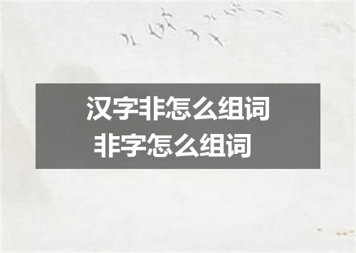 汉字非怎么组词 非字怎么组词