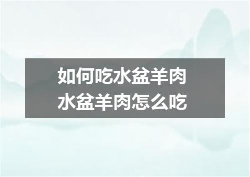 如何吃水盆羊肉 水盆羊肉怎么吃