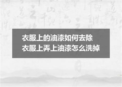 衣服上的油漆如何去除 衣服上弄上油漆怎么洗掉