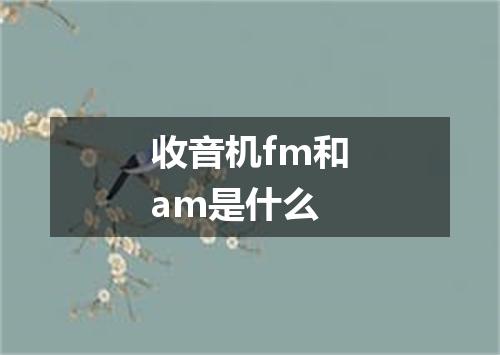 收音机fm和am是什么
