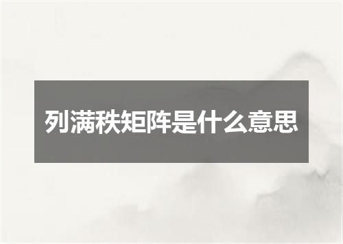 列满秩矩阵是什么意思