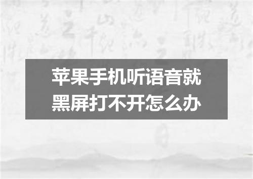 苹果手机听语音就黑屏打不开怎么办