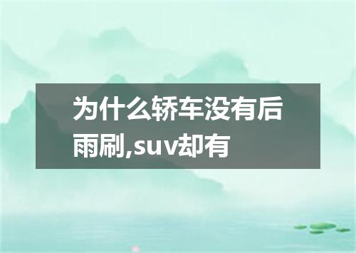 为什么轿车没有后雨刷,suv却有