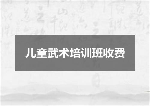 儿童武术培训班收费