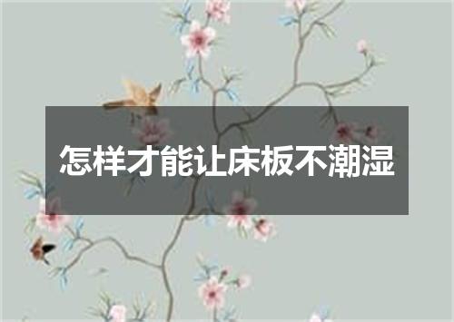 怎样才能让床板不潮湿