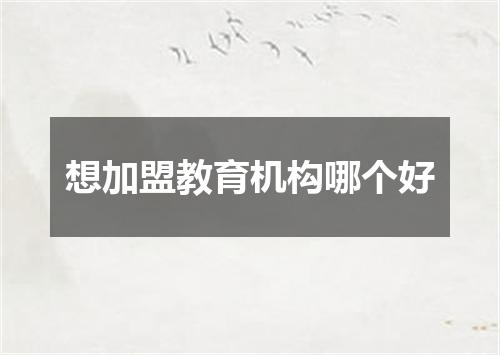 想加盟教育机构哪个好