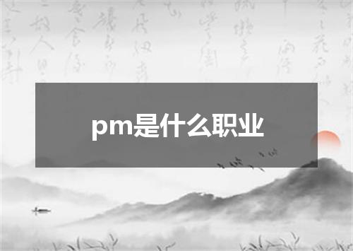 pm是什么职业