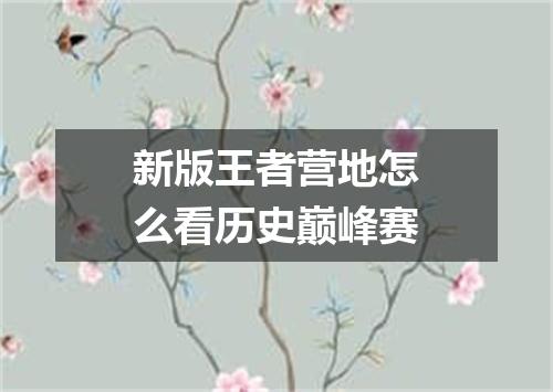 新版王者营地怎么看历史巅峰赛