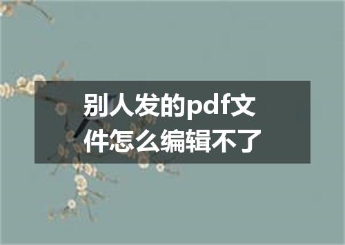 别人发的pdf文件怎么编辑不了