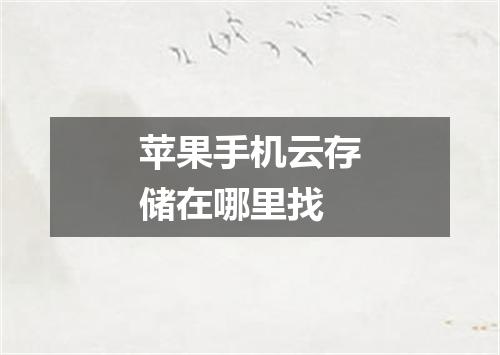 苹果手机云存储在哪里找