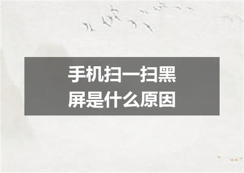 手机扫一扫黑屏是什么原因