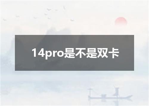 14pro是不是双卡