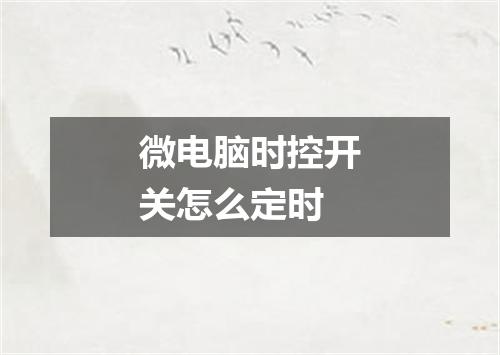 微电脑时控开关怎么定时