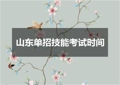 山东单招技能考试时间