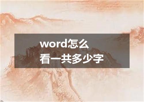 word怎么看一共多少字