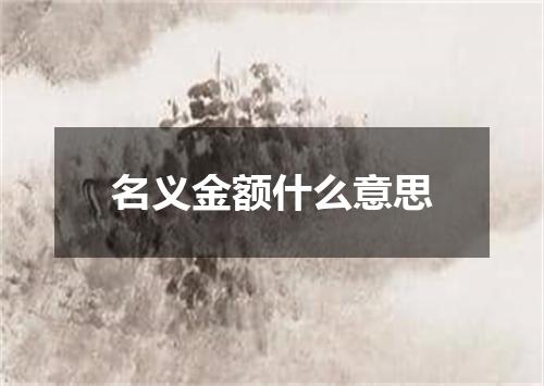 名义金额什么意思