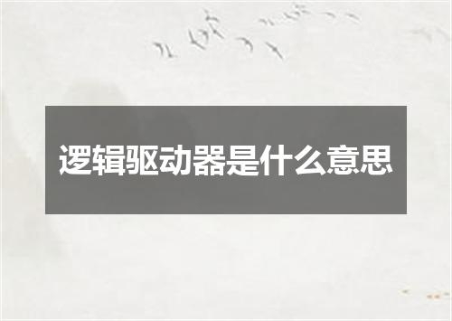 逻辑驱动器是什么意思