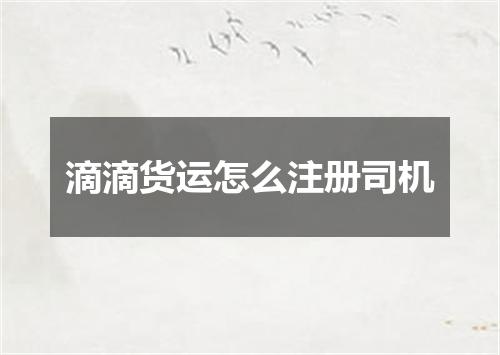 滴滴货运怎么注册司机