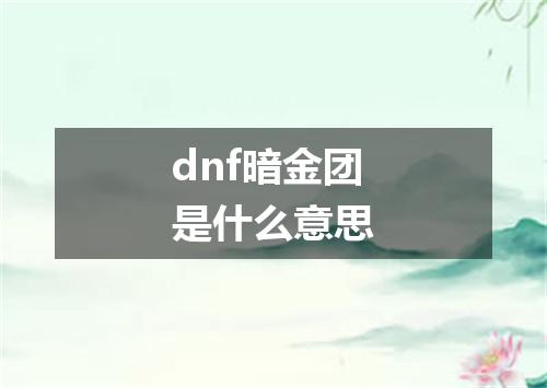 dnf暗金团是什么意思