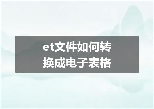 et文件如何转换成电子表格