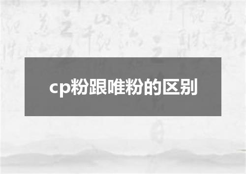 cp粉跟唯粉的区别