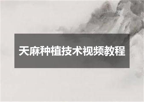天麻种植技术视频教程