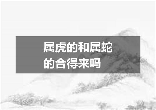 属虎的和属蛇的合得来吗