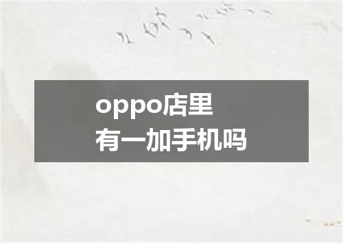 oppo店里有一加手机吗