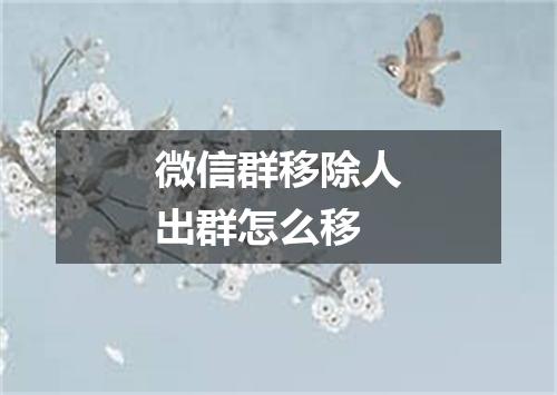 微信群移除人出群怎么移