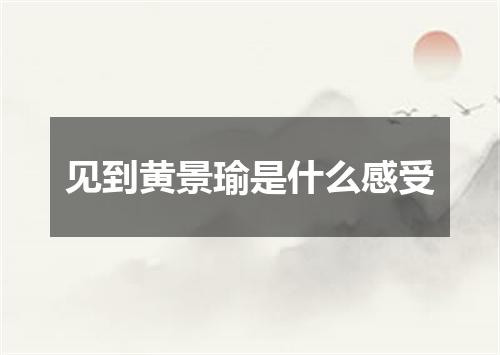 见到黄景瑜是什么感受