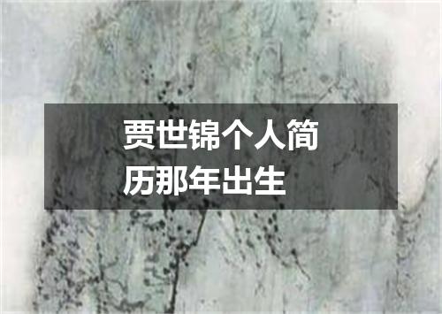 贾世锦个人简历那年出生