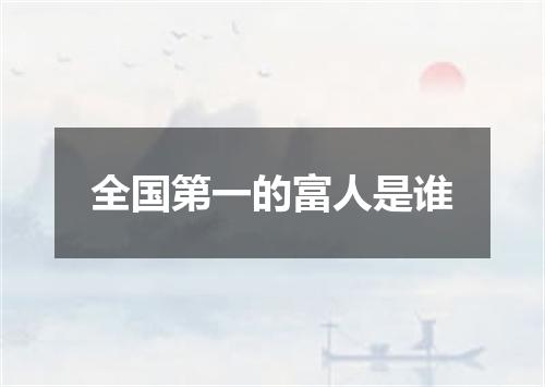 全国第一的富人是谁
